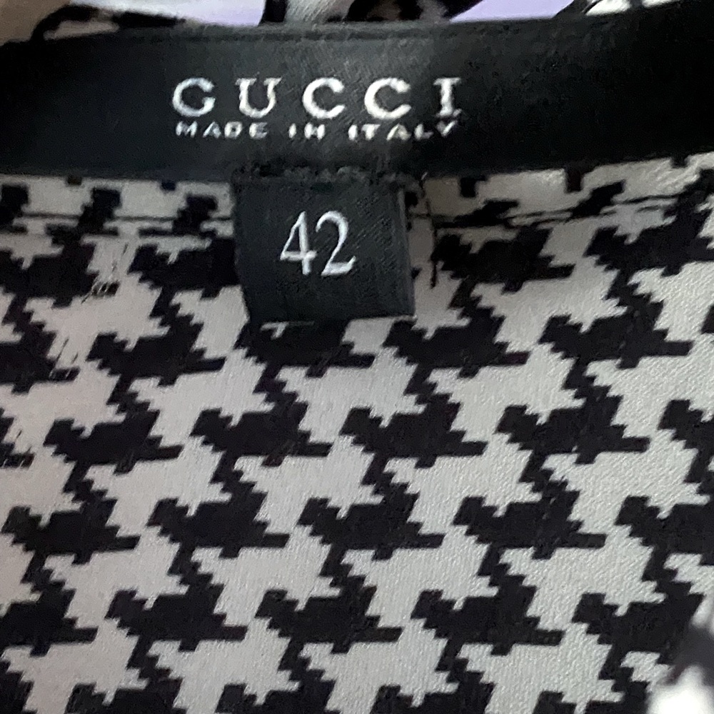 Gorgeous ❤️ Authentic Gucci Scarf Belted  Silk Houndstooth Dress - Picture 9 of 13